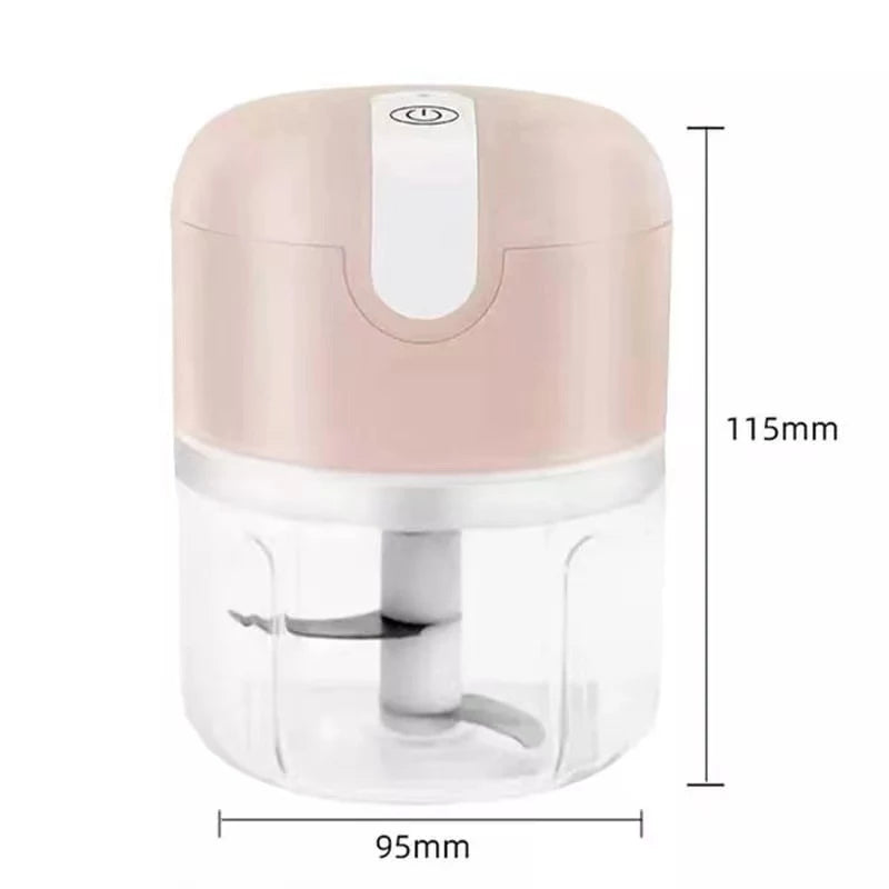 Mini Processador Elétrico de Alimentos Portátil com 3 lâminas de aço inox USB 250 ml Bivolt