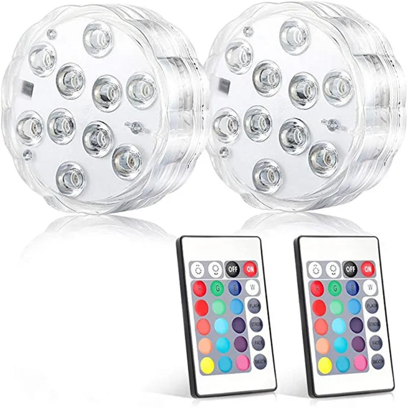 Leds RGB, luz Submersível, Lâmpada Noturna subaquática a pilhas. jardim piscina luz para festa de casamento vaso tigela - Maxofertasshop