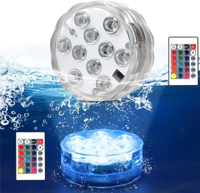 Leds RGB, luz Submersível, Lâmpada Noturna subaquática a pilhas. jardim piscina luz para festa de casamento vaso tigela - Maxofertasshop