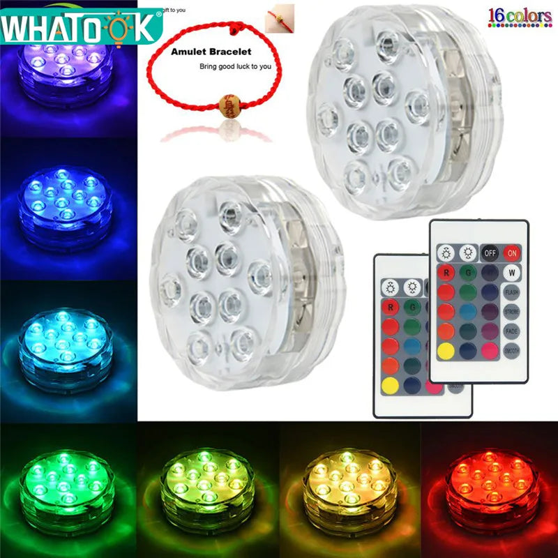 Leds RGB, luz Submersível, Lâmpada Noturna subaquática a pilhas. jardim piscina luz para festa de casamento vaso tigela - Maxofertasshop