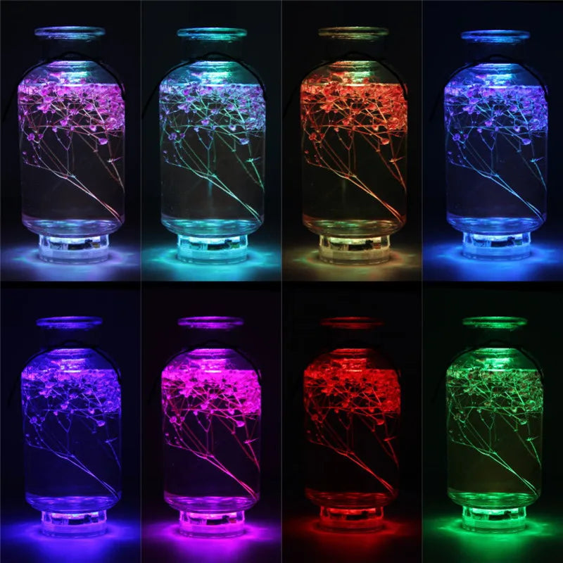 Leds RGB, luz Submersível, Lâmpada Noturna subaquática a pilhas. jardim piscina luz para festa de casamento vaso tigela - Maxofertasshop