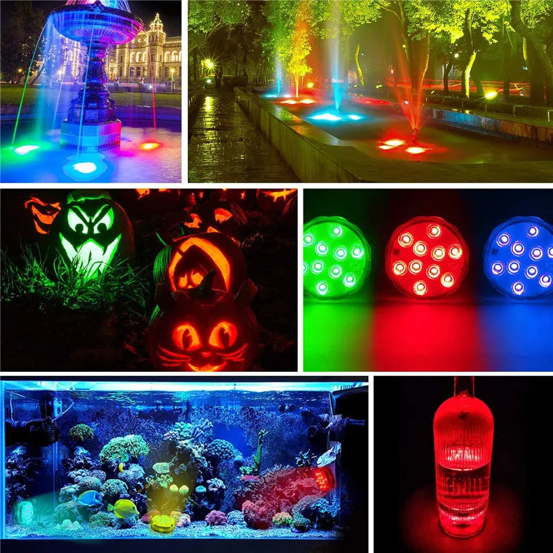 Leds RGB, luz Submersível, Lâmpada Noturna subaquática a pilhas. jardim piscina luz para festa de casamento vaso tigela - Maxofertasshop