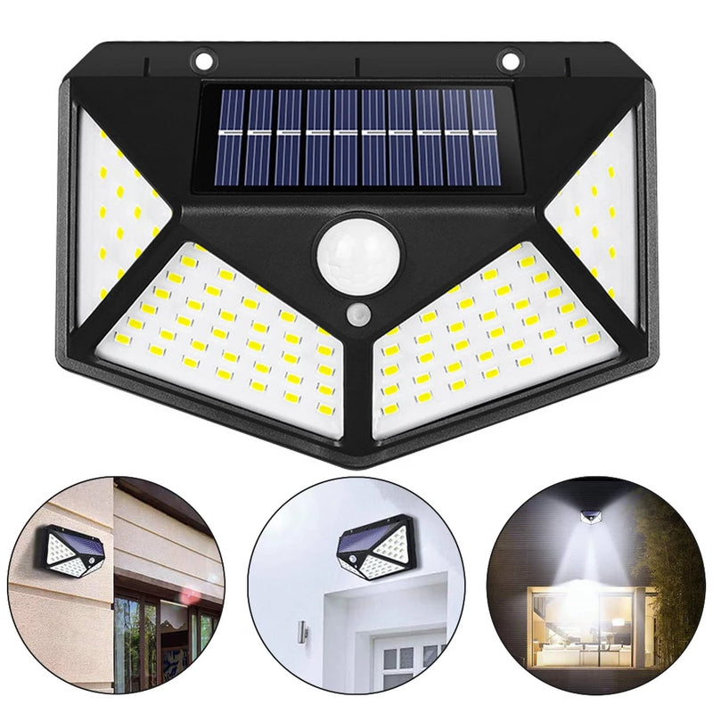 Lâmpada de Luz Solar, Jardim 100 Leds, Com Sensor de Presença.