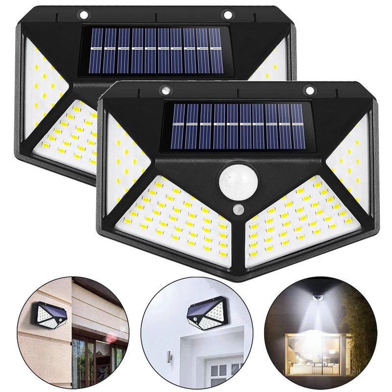 Lâmpada de Luz Solar, Jardim 100 Leds, Com Sensor de Presença.