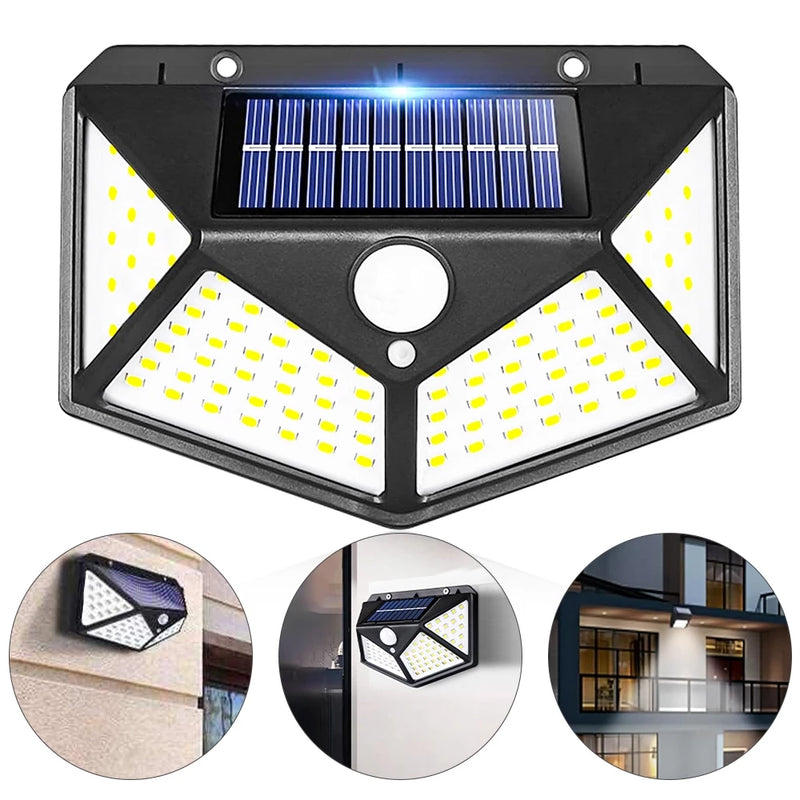 Lâmpada de Luz Solar, Jardim 100 Leds, Com Sensor de Presença.