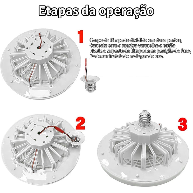 Ventilador Com Luz de Led Ajustável 30W